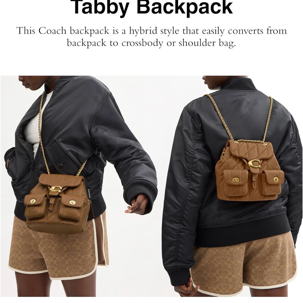 Coach Tan Tabby Quilted Leather Backpack - Picture 2 of 4